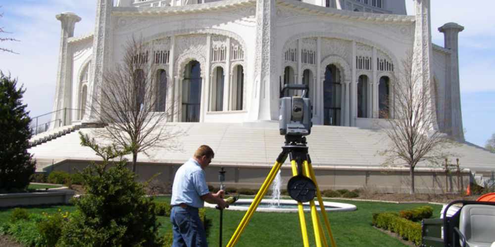 Surveying a religious landmark