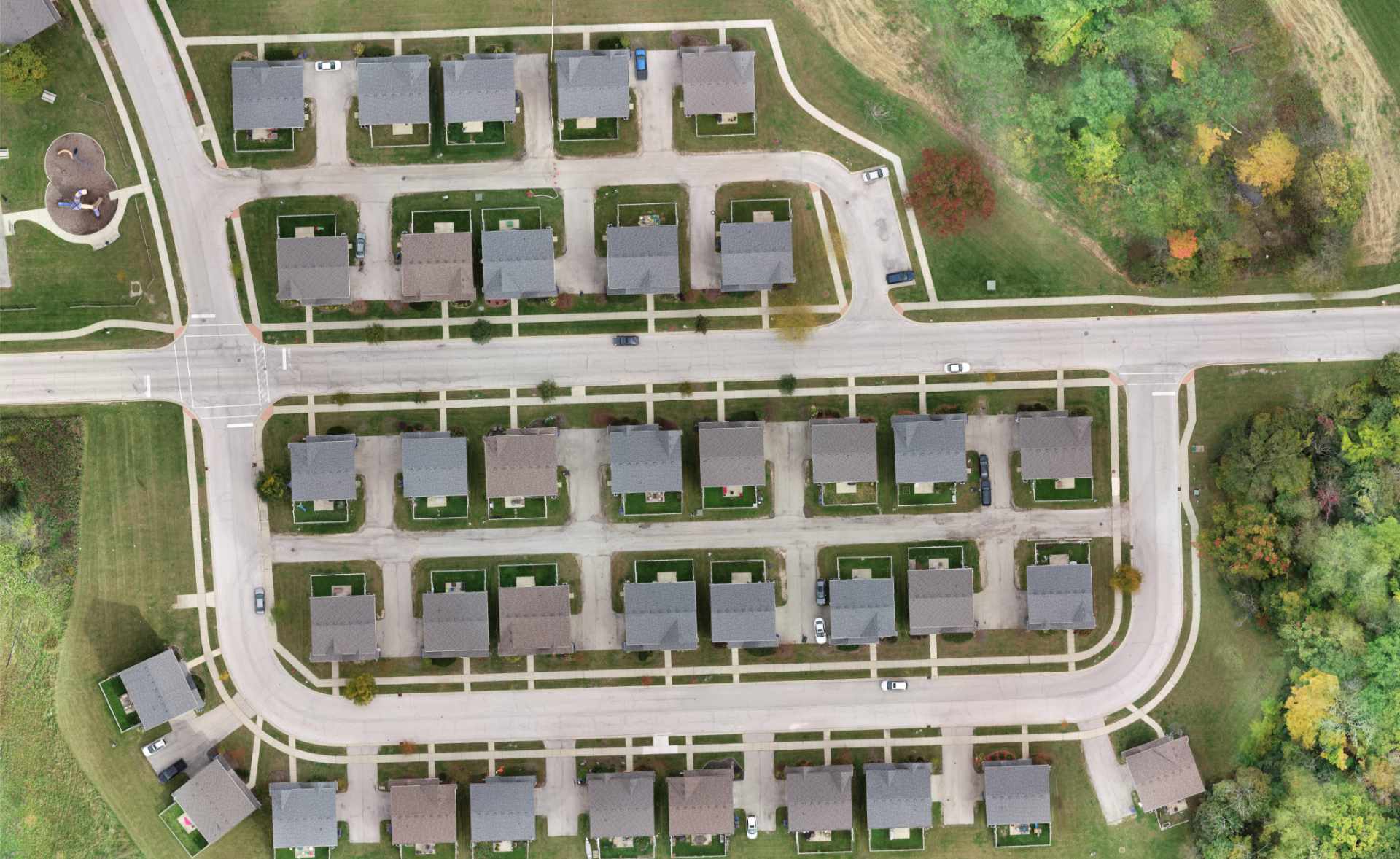 Aerial view of a subdivision