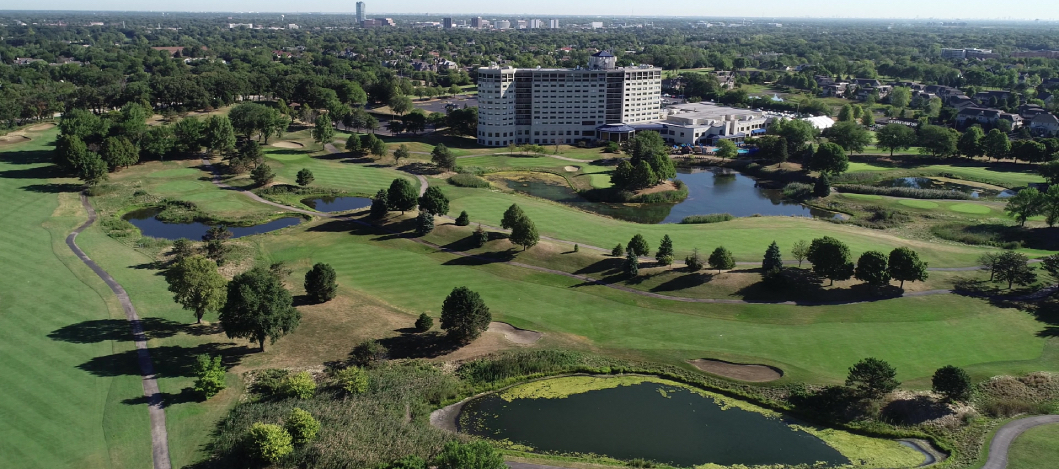 Overhead golf course view